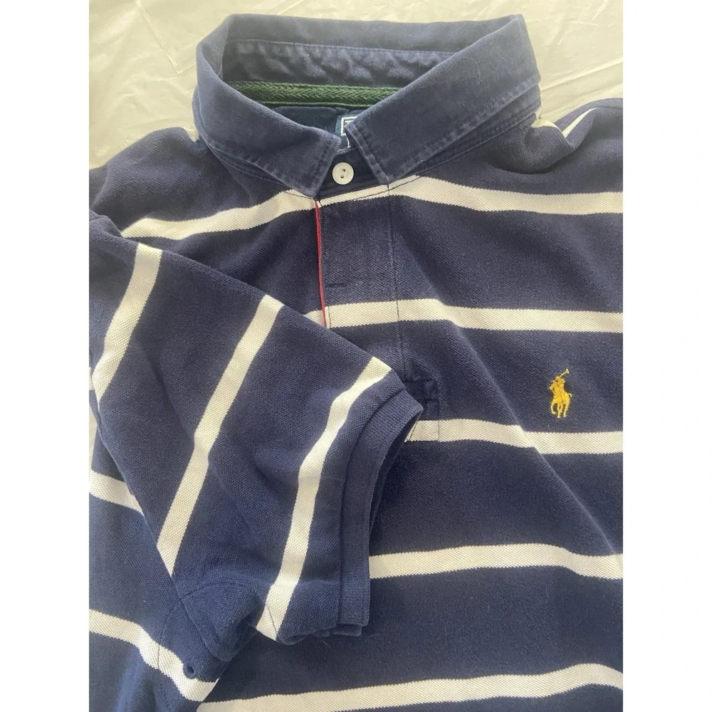 Vintage Ralph Lauren Polo Denim Collar 3-Button‎ Breathable Golf Shirt -Size 2XL